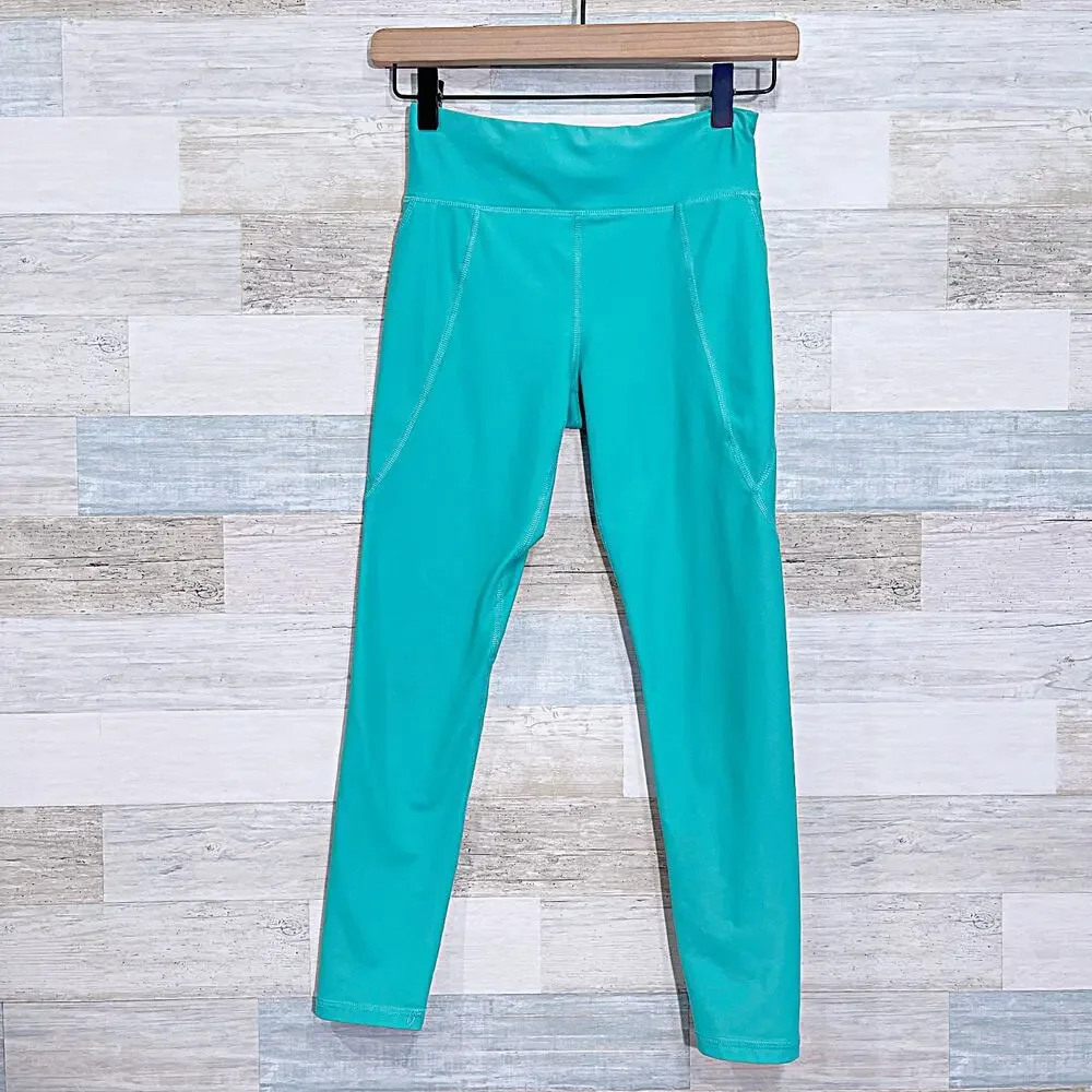 Old Navy Powersoft High Rise Side Pocket Leggings Blue Girls Go Dry Large 10 12